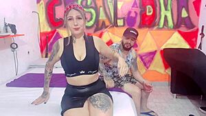 Married couple tries anal for the first time with muscular partner and big natural tits