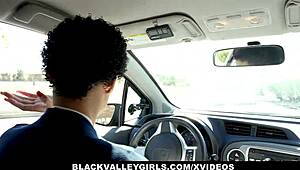 Ebony Queen Amethyst Banks Eats Driving Instructor's Dick In Hardcore Doggystyle!
