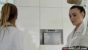 Man, these chemist babes turned lez after cat fighting