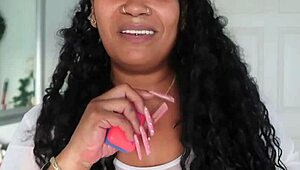 Horny Ebony Latina Gives Jerk Off Instructions