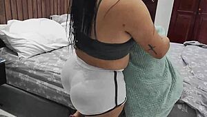 Yo, my perverted stepmom showing off her fat cameltoe in lycra, I couldn’t resist