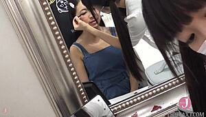 She's just the way she is in her cute cosplay, taking her time in the studio