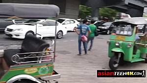 kinky asian teen riding big in public