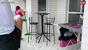 i hired this latina maid and couldn't resist her ass fetish, look at that short