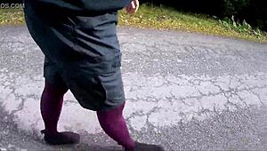 discover the allure of stockings in outdoor public settings