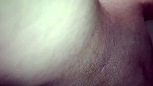 Sexual close-up of penis sliding into snow-white tight ass
