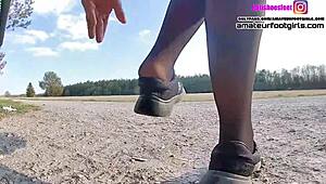 Kati's Shoeplay Featuring Nylons, Sneakers, and Barefoot Feet