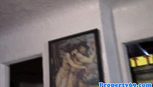 Beautiful realtor strips in office for extra commission. She teases with POV views.