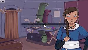 sloppy blowjob on big tits in anime hentai