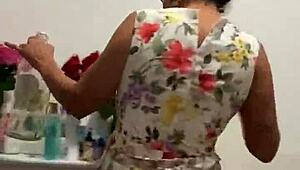 anna maria teases fans with her big tits and ass backstage