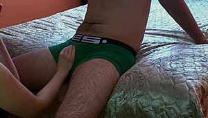 Russian Blonde Chick Sucks Her Guy's Hard Trunk with Care