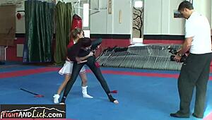 Cute Teen Gets Oral Pleasure from Wrestling Partner After Intense Fight