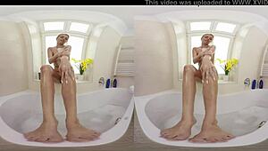 Lovely fetish babe Nikky Dream acts as your slut in VR video with footjob and anal 😉