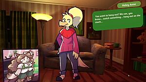 Two chicks engage in furry strip poker game with clothes ripped