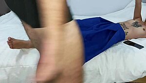 little cutie prefers footjob over pussy licking