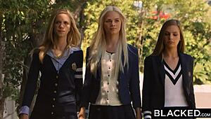 Preppy Girl Threesome Gets Three BBCs!