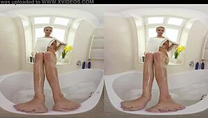 Lovely fetish babe Nikky Dream acts as your slut in VR video with footjob and anal 😉