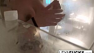 Leya Falcon Films Herself Masturbating in Steamy Shower with Big Tits