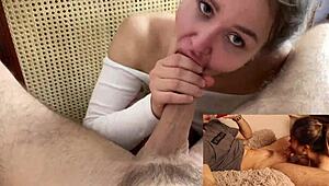 Marycandy Catches Guy Watching Porn And Makes Better Deepthroat POV Video!