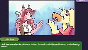 Two anime girls indulge in strip poker and furry fun