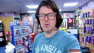 Amateur British girl gives nerdy guy a blowjob in POV