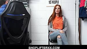 Scarlett mae caught shoplifting, fucked by pervy officer at work