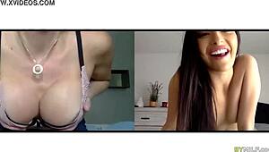 Hey, stepdaughter and mommy are getting wild on webcam 😏