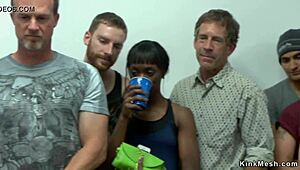 Double penetration and anal in public for a brunette couple