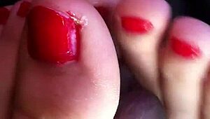 Friend footjob in the car