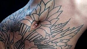 Watch this hot tranny squirt backstage with tattoos