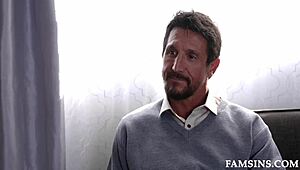 watch this stepdaughter's first threesome with mommy and another guy?