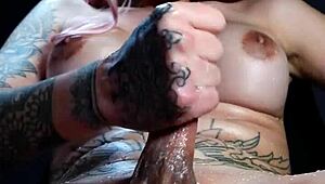 Watch this hot tranny squirt backstage with tattoos