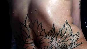 Watch this hot tranny squirt backstage with tattoos