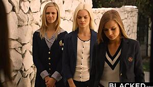 Preppy Girl Threesome Gets Three BBCs!