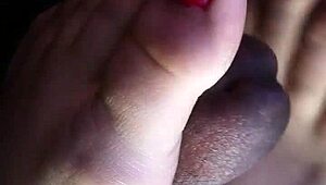 Friend footjob in the car