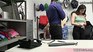 cute blonde and brunette friend caught by mike the mall cop. both bent over for rough ffm fucking.