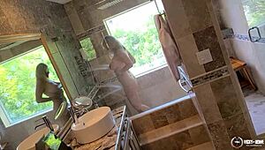 Vicky vette takes a relaxing shower after play