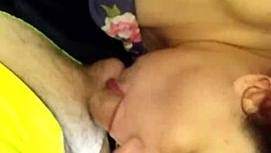 Girlfriend gives bold blowjob to friend, sucking right intensely