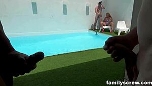 yo, watch us 3 stepbros bang this old spanish stepaunt hard