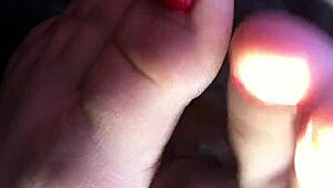 Friend footjob in the car