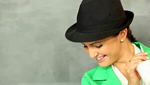 the classy euro babe in heels grinds the gloryhole cock for bukkake cum