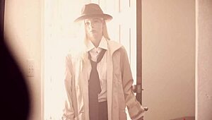 Blonde lesbians suck and ride big tits