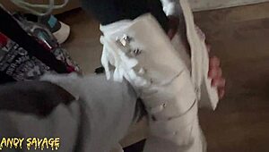 Big Booty Black Milf Fucks Son's White Friend