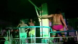 amateurs rip clothes in a striptease contest game