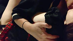 Amateur girl in red miniskirt sucks dick?