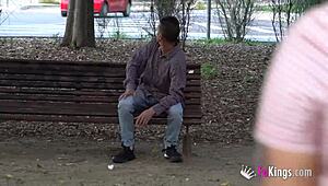 valeria faces an old man with a big bulge in this reality scene