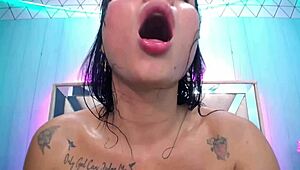 A compilation of facial orgasms of transgender Angelique Monroe