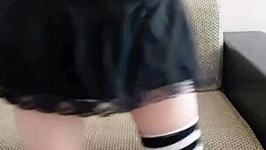 Sissy shemale shows big ass on webcam!