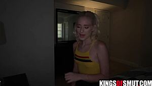 Stepdaughter sucks and rides stepdad's big cock for quick cash