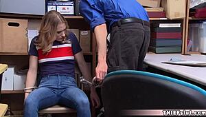 Cute Blonde Shoplifter Chick Caught and Bent Over for Rough Action